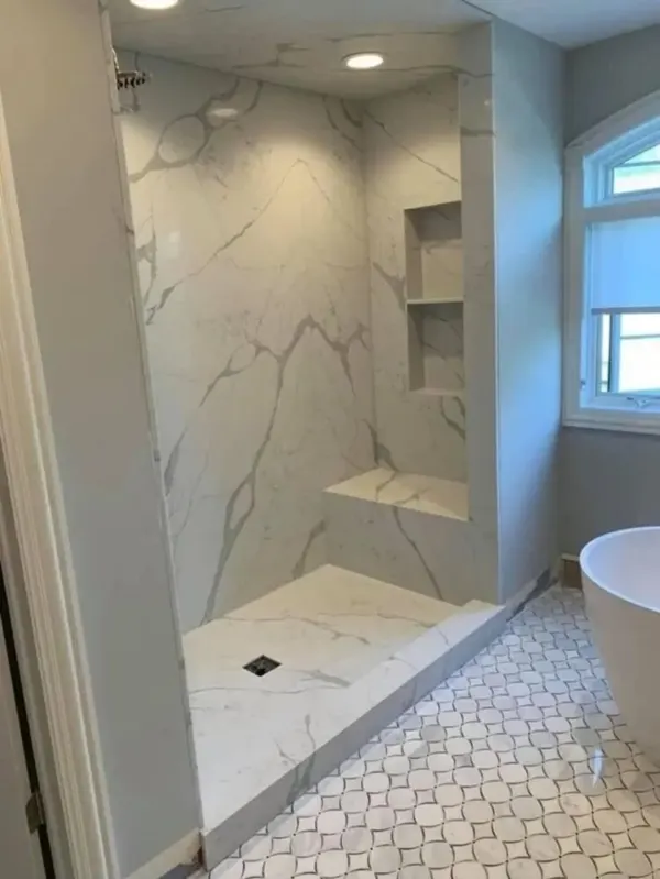 Custom tile shower remodel by GVS Contractor in New Jersey